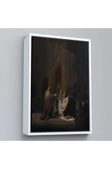 Trezon Ahşap Çerçeveli Rembrandt Van Rijn Simeon - Tapınakta Övgü Şarkısı Tablo-7408 ürün görseli 1