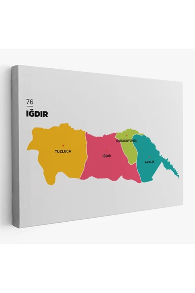 Trezon Iğdır İli ve İlçeler Haritası Dekoratif Kanvas Tablo 1357 ürün görseli 1
