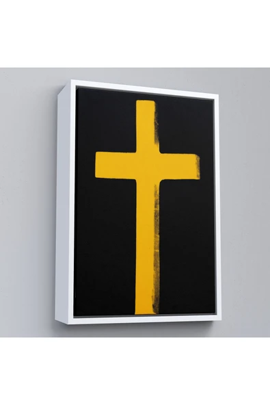 Trezon Ahşap Çerçeveli Sarı Haç Tablosu - Cross-8105 ürün görseli 1