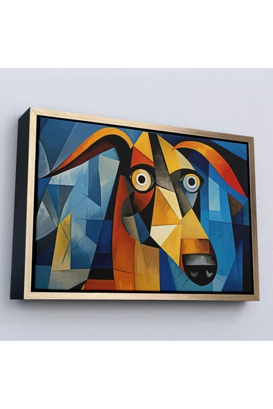 Trezon Ahşap Çerçeveli Pablo Picasso Tarzında Soyut Köpek Tablosu-7212 ürün görseli 1