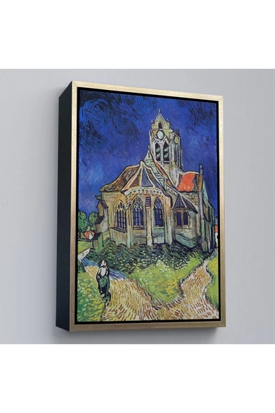 Trezon Ahşap Çerçeveli Vincent Van Gogh Auvers'Deki Kilise Tablosu-7445 ürün görseli 1