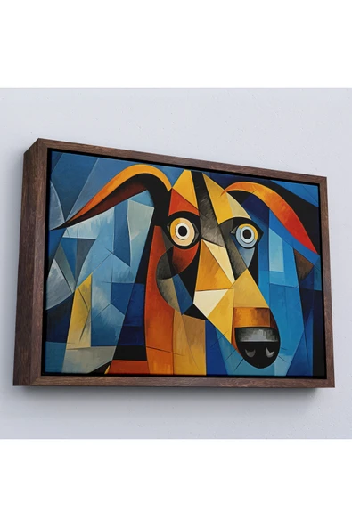 Trezon Ahşap Çerçeveli Pablo Picasso Tarzında Soyut Köpek Tablosu-7212 ürün görseli 1