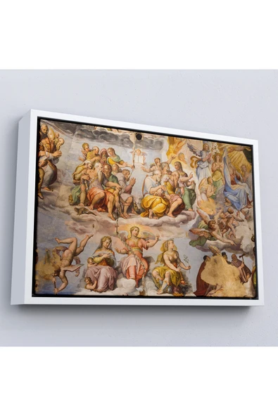 Trezon Ahşap Çerçeveli Giotto - Çan Kulesinin Tavan Resmi Tablo-7116 ürün görseli 1