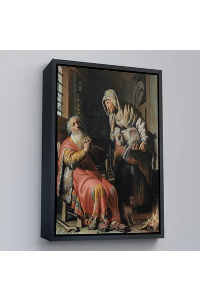 Trezon Ahşap Çerçeveli Rembrandt - Tobit Ve Anna Çocuk İle Birlikte Tablo-7439 ürün görseli 1