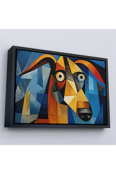 Trezon Ahşap Çerçeveli Pablo Picasso Tarzında Soyut Köpek Tablosu-7212 ürün görseli 1