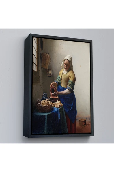 Trezon Ahşap Çerçeveli Johannes Vermeer - Sütçü Kız Tablo - The Milkmaid-7434 ürün görseli 1