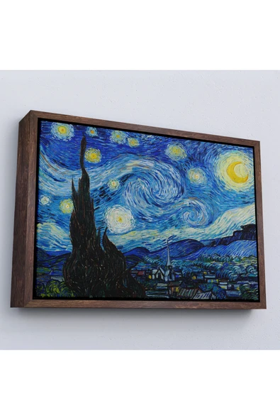 Trezon Ahşap Çerçeveli Vincent Van Gogh - Yıldızlı Gece Tablo - The Starry Night-7133 ürün görseli 1