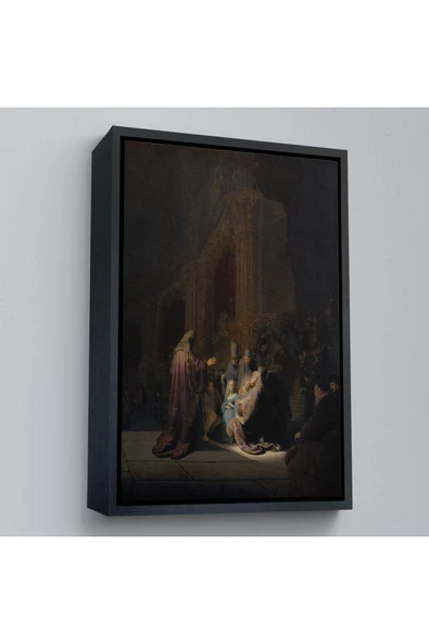 Trezon Ahşap Çerçeveli Rembrandt Van Rijn Simeon - Tapınakta Övgü Şarkısı Tablo-7408 ürün görseli 1