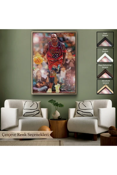 Trezon Ahşap Çerçeveli Michael Jordan Tablo-7781 - Resim 6