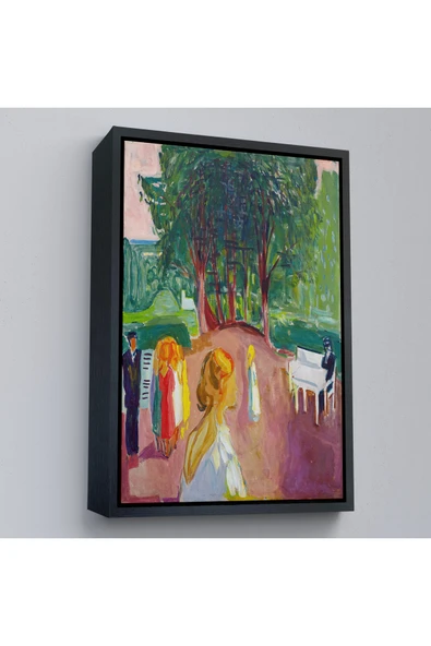 Trezon Ahşap Çerçeveli Edvard Munch - Parkta Flört Tablosu-7303 - Resim 3