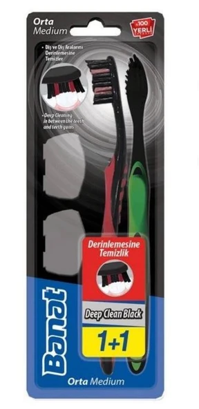 Banat Deep Clean Black Diş Fırçası Medium 1+1 ürün görseli 1