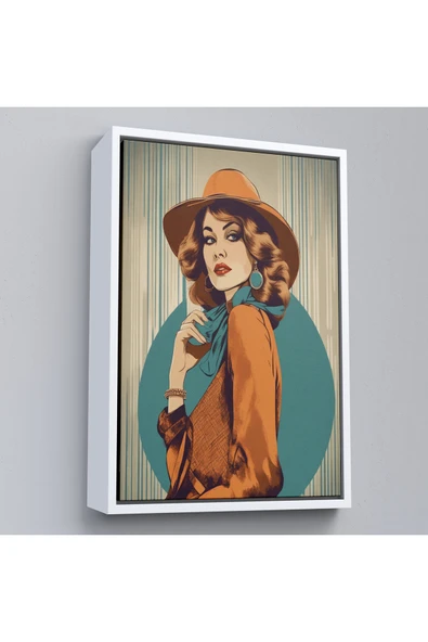 Trezon Ahşap Çerçeveli Güzel Retro Kadın Tablosu-8069 ürün görseli 1