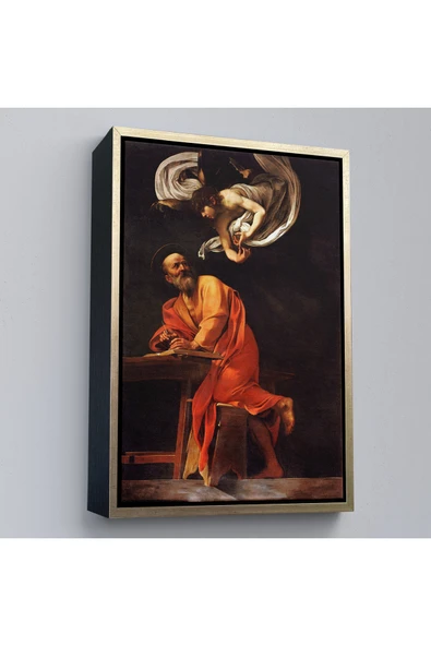 Trezon Ahşap Çerçeveli Caravaggio - Aziz Matta Ve Melek Tablosu - Saint Matthew And The Angel-7388 ürün görseli 1