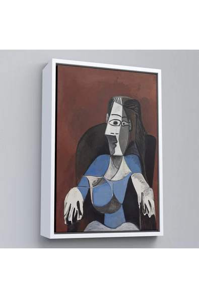 Trezon Ahşap Çerçeveli Pablo Picasso - Koltukta Oturan Soyut Kadın Tablosu-7296 ürün görseli 1