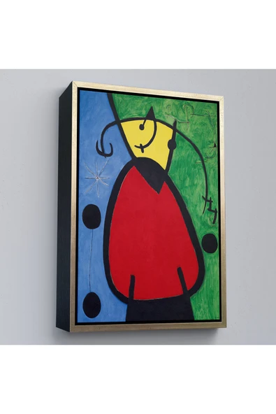 Trezon Ahşap Çerçeveli Joan Miro - Suyut Kadın Tablosu-7299 ürün görseli 1
