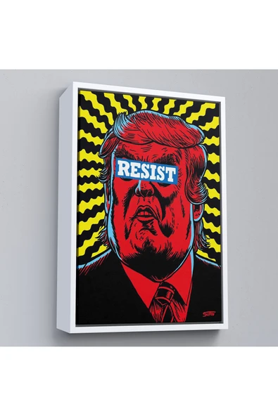Trezon Ahşap Çerçeveli Irkçı Donald Trump Racism Tablo-7679 ürün görseli 1