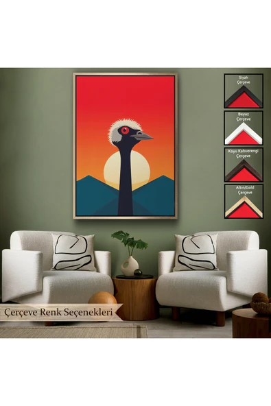 Trezon Ahşap Çerçeveli Minimal Devekuşu Tablo-7652 - Resim 6