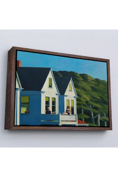 Trezon Ahşap Çerçeveli Edward Hopper - İkinci Kat Güneş Işığı Tablo - Second Story Sunlight-7129 ürün görseli 1