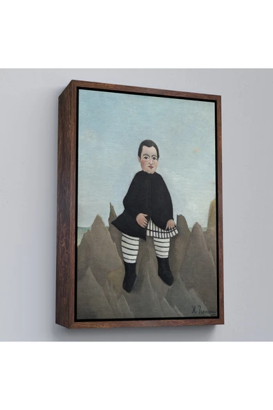 Trezon Ahşap Çerçeveli Henri Rousseau - Kayaların Üzerindeki Çocuk Tablosu - Boy On The Rocks-8083 ürün görseli 1