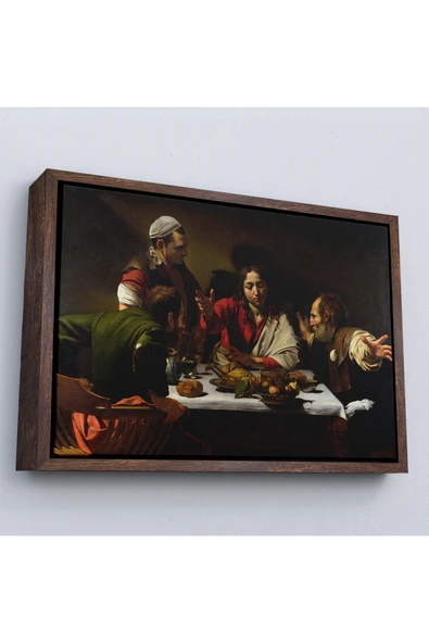 Trezon Ahşap Çerçeveli Caravaggio - Emmaus'Ta Akşam Yemeği Tablo - Supper At Emmaus-7137 ürün görseli 1