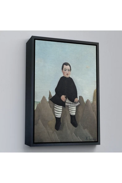 Trezon Ahşap Çerçeveli Henri Rousseau - Kayaların Üzerindeki Çocuk Tablosu - Boy On The Rocks-8083 ürün görseli 1