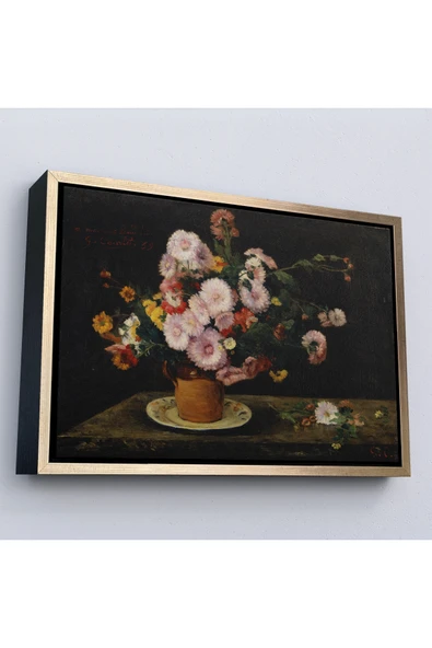 Trezon Ahşap Çerçeveli Aster Buketi, 1859, Gustave Courbet Tablo-7059 ürün görseli 1
