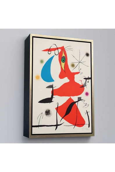Trezon Ahşap Çerçeveli Joan Miro - Sürreal Soyut Tablo-7365 ürün görseli 1