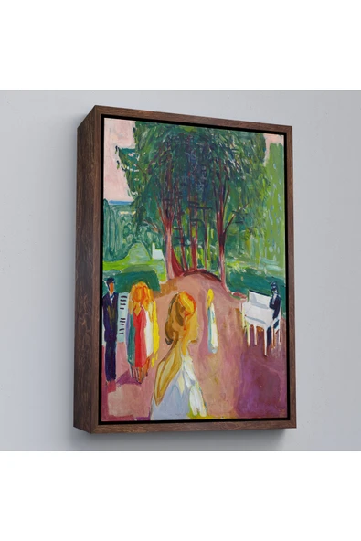 Trezon Ahşap Çerçeveli Edvard Munch - Parkta Flört Tablosu-7303 ürün görseli 1