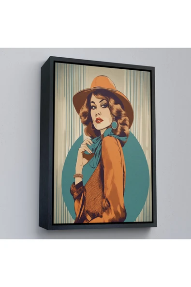 Trezon Ahşap Çerçeveli Güzel Retro Kadın Tablosu-8069 ürün görseli 1