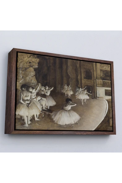 Trezon Ahşap Çerçeveli Edgar Degas - Sahnede Bale Prova Tablosu-7053 ürün görseli 1