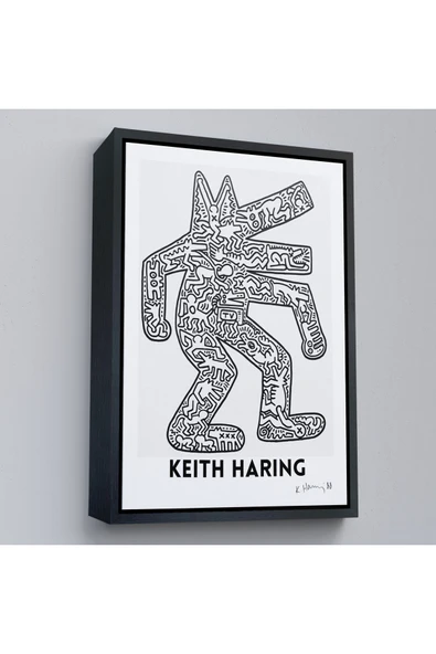 Trezon Ahşap Çerçeveli Keith Haring - Köpek Tablosu - Dog-8047 ürün görseli 1