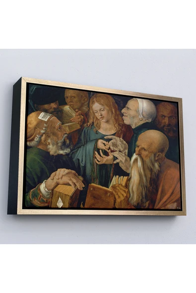 Trezon Ahşap Çerçeveli Albrecht Dürer - Doktorlar Arasında İsa Tablosu --7255 ürün görseli 1
