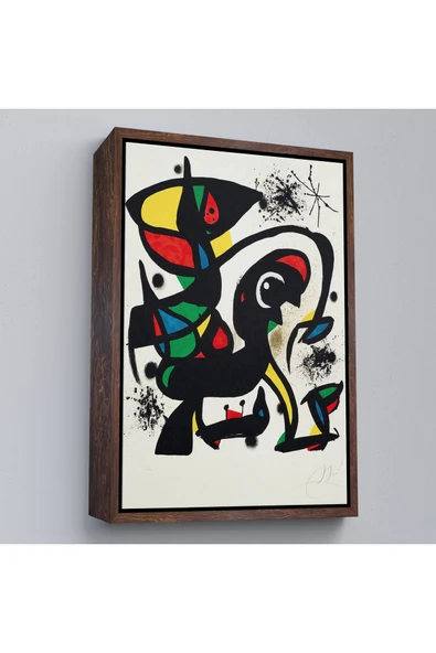 Trezon Ahşap Çerçeveli Joan Miro - Acıtmadan Vurun Tablosu-8096 ürün görseli 1