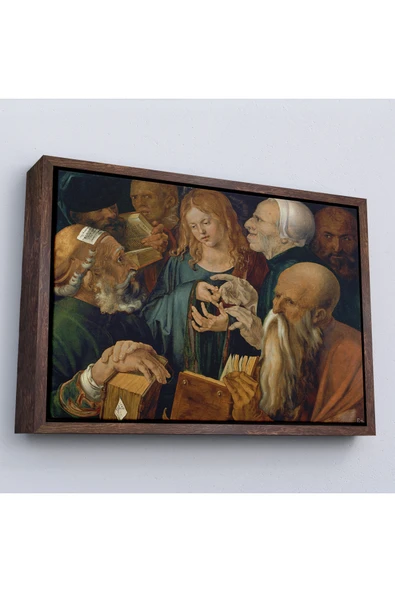 Trezon Ahşap Çerçeveli Albrecht Dürer - Doktorlar Arasında İsa Tablosu --7255 ürün görseli 1