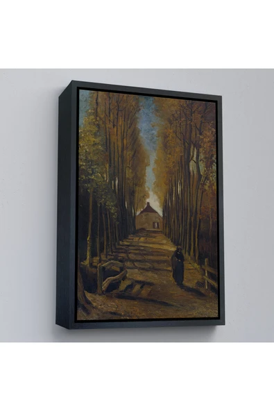 Trezon Ahşap Çerçeveli Vincent Van Gogh - Sonbaharda Kavaklı Yol Tablo - Avenue Of Poplars İn Autumn-7473 ürün görseli 1