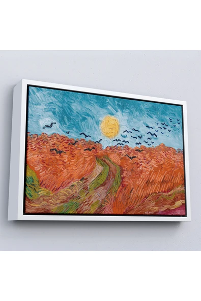 Trezon Ahşap Çerçeveli Vincent Willem Van Gogh - Kargalarla Buğday Tarlası Tablo-7152 ürün görseli 1