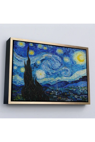 Trezon Ahşap Çerçeveli Vincent Van Gogh - Yıldızlı Gece Tablo - The Starry Night-7133 ürün görseli 1
