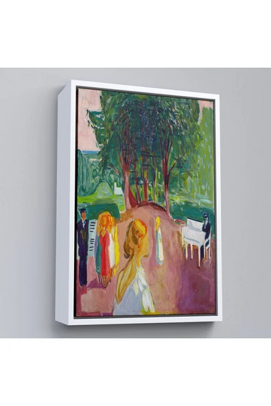 Trezon Ahşap Çerçeveli Edvard Munch - Parkta Flört Tablosu-7303 ürün görseli 1