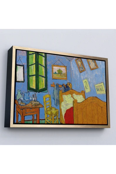 Trezon Ahşap Çerçeveli Vincent Van Gogh - Arles'Ta Yatak Odası Tablosu - Bedroom İn Arles-7160 ürün görseli 1