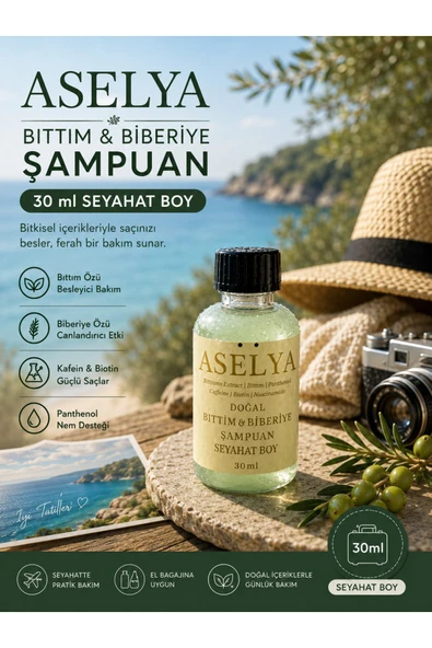 ASELYA DOĞAL BITTIM & BİBERİYE ŞAMPUANI 30 ML SEYAHAT BOY ürün görseli 1