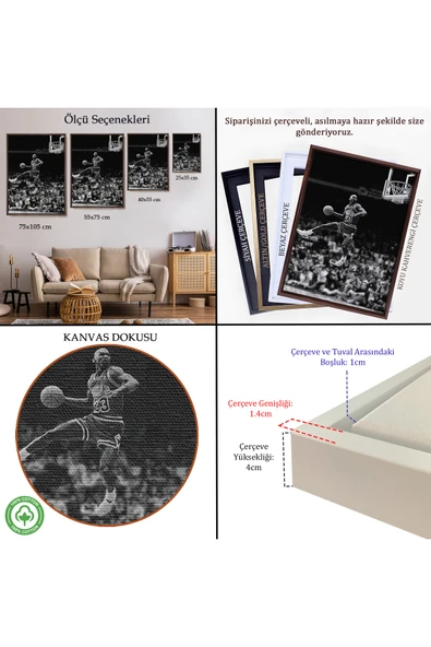 Trezon Ahşap Çerçeveli Michael Jordan Tablo-7851 - Resim 5