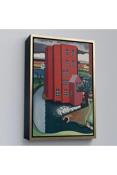 Trezon Ahşap Çerçeveli Auguste Herbin - Kırmızı Ev Tablosu -The Red House-7347 ürün görseli 1