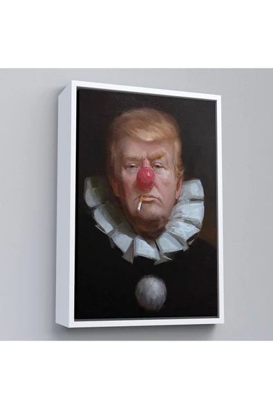Trezon Ahşap Çerçeveli Palyaço Donald Trump Tablo-7849 ürün görseli 1