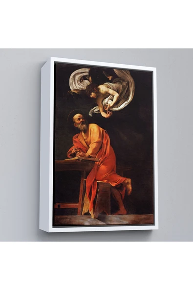 Trezon Ahşap Çerçeveli Caravaggio - Aziz Matta Ve Melek Tablosu - Saint Matthew And The Angel-7388 ürün görseli 1