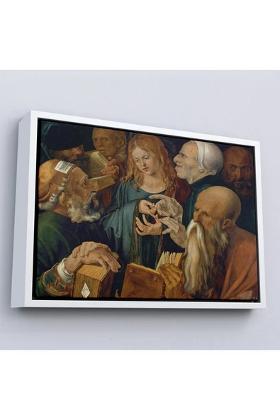 Trezon Ahşap Çerçeveli Albrecht Dürer - Doktorlar Arasında İsa Tablosu --7255 ürün görseli 1