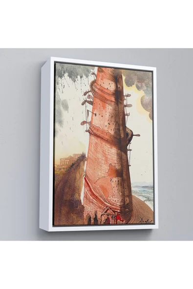 Trezon Ahşap Çerçeveli Salvador Dali - Kule Tablo-7394 ürün görseli 1