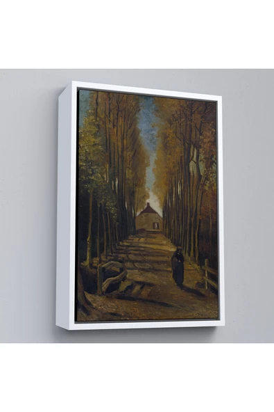 Trezon Ahşap Çerçeveli Vincent Van Gogh - Sonbaharda Kavaklı Yol Tablo - Avenue Of Poplars İn Autumn-7473 ürün görseli 1