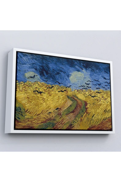 Trezon Ahşap Çerçeveli Vincent Willem Van Gogh - Kargalarla Buğday Tarlası Tablo-7190 ürün görseli 1