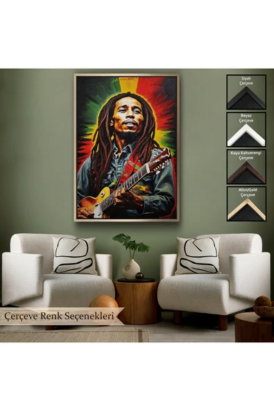 Trezon Ahşap Çerçeveli Bob Marley Tablosu-7863 - Resim 6