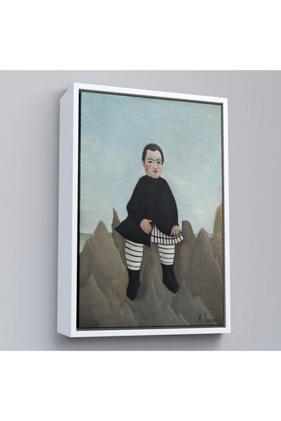 Trezon Ahşap Çerçeveli Henri Rousseau - Kayaların Üzerindeki Çocuk Tablosu - Boy On The Rocks-8083 ürün görseli 1